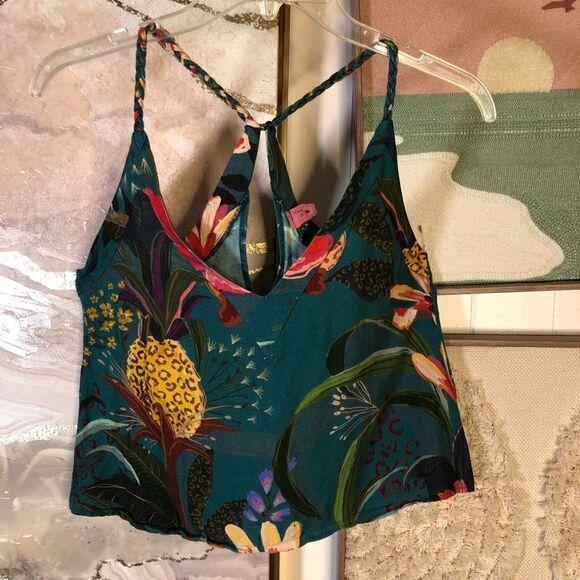 FARM Rio Tops - FARM Rio Womens Tropical Floral Racerback Crop Summer Tank Top Multicolor Medium